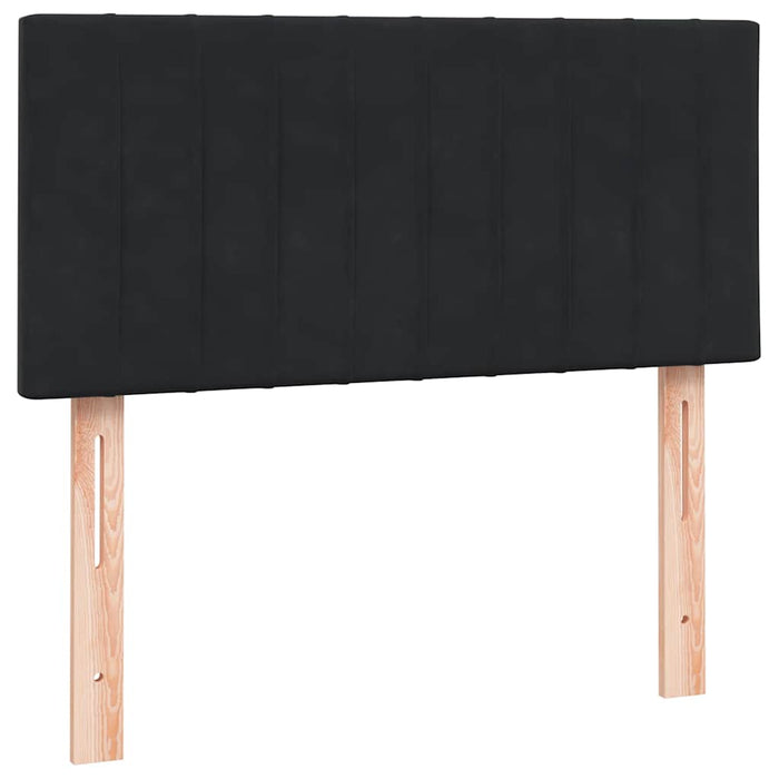 Pat box spring cu saltea, negru, 80x210 cm, catifea WALTI