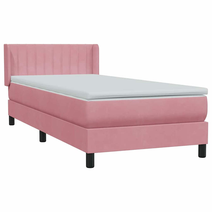 Pat box spring cu saltea, roz, 90x210 cm, catifea - WALTI WALTI