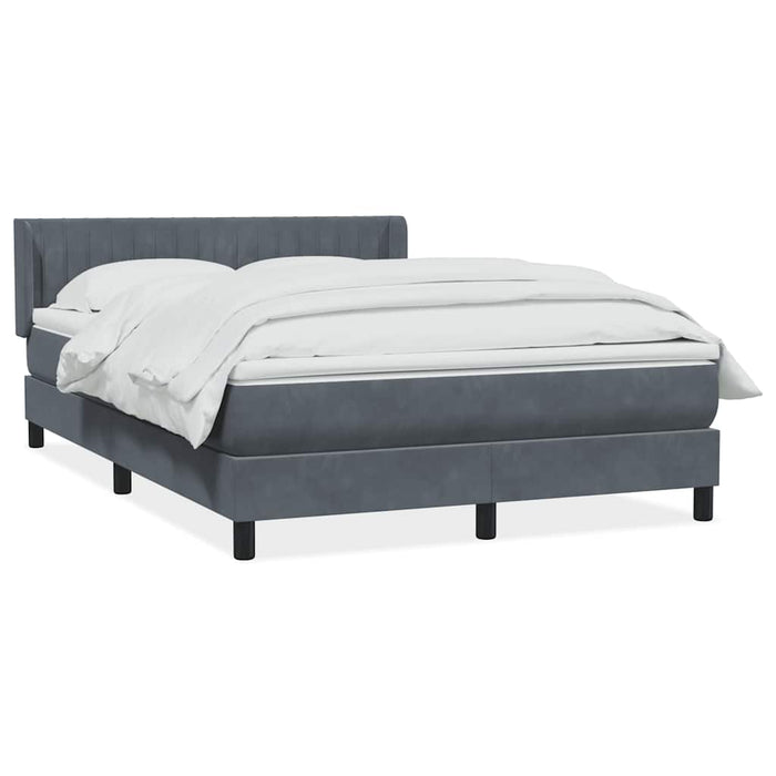 Pat box spring cu saltea, gri închis, 140x210 cm, catifea WALTI