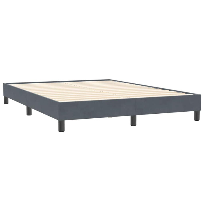 Pat box spring cu saltea, gri închis, 140x210 cm, catifea WALTI