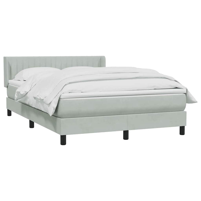 Pat box spring cu saltea, gri deschis, 160x210 cm, catifea WALTI