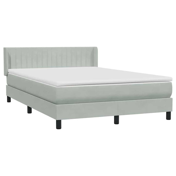 Pat box spring cu saltea, gri deschis, 160x210 cm, catifea WALTI