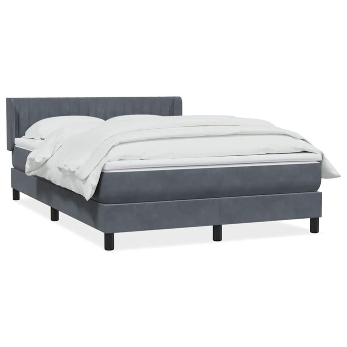 Pat box spring cu saltea, gri închis, 160x210 cm, catifea WALTI