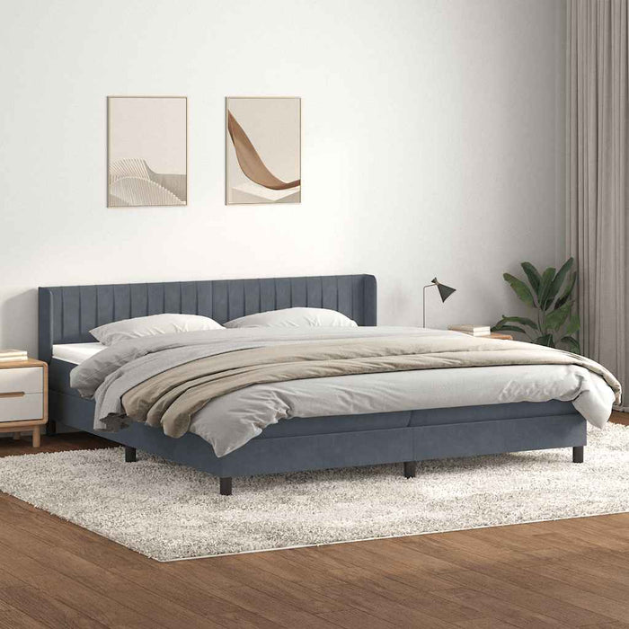 Pat box spring cu saltea, gri închis, 180x210 cm, catifea - WALTI WALTI