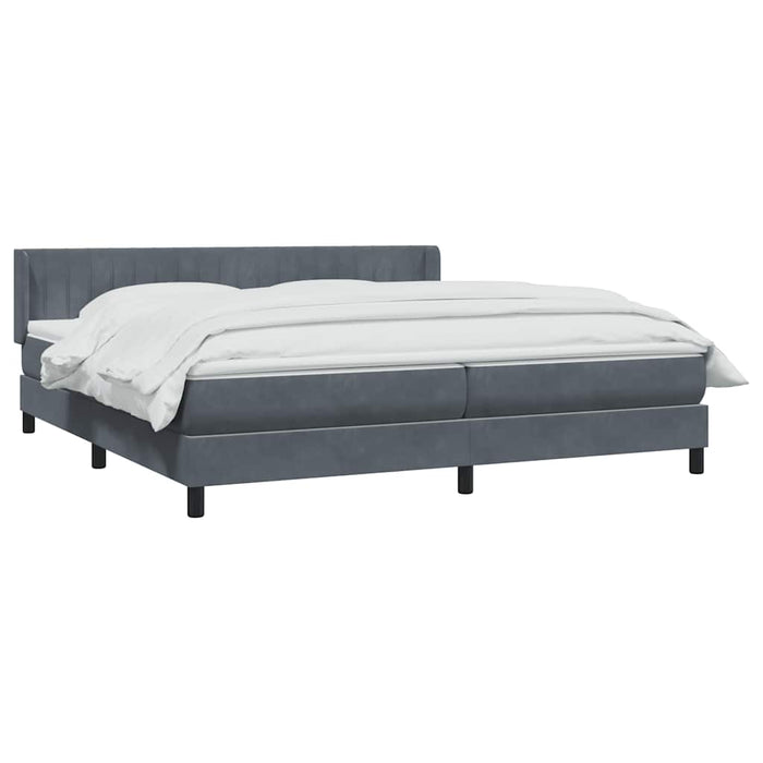 Pat box spring cu saltea, gri închis, 200x210 cm, catifea WALTI