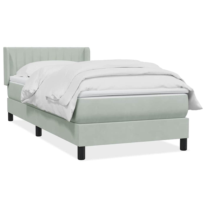 Pat box spring cu saltea, gri deschis, 80x220 cm, catifea - WALTI WALTI