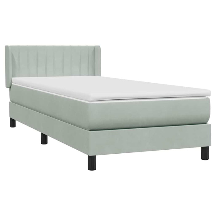 Pat box spring cu saltea, gri deschis, 80x220 cm, catifea - WALTI WALTI
