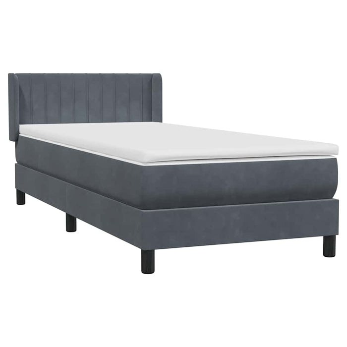 Pat box spring cu saltea, gri închis, 80x220 cm, catifea - WALTI WALTI