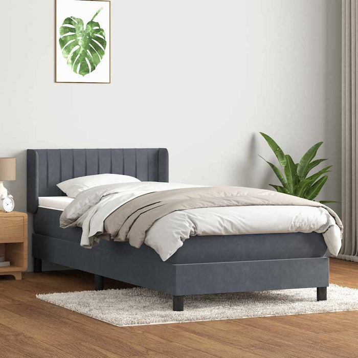 Pat box spring cu saltea, gri închis, 80x220 cm, catifea - WALTI WALTI