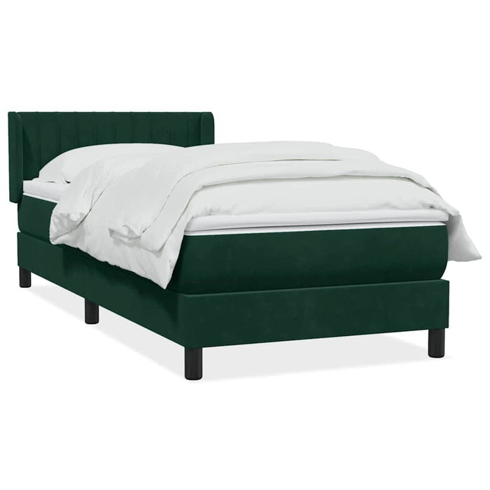 Pat box spring cu saltea, verde închis, 80x220 cm, catifea WALTI