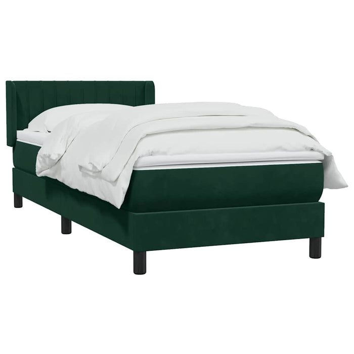 Pat box spring cu saltea, verde închis, 80x220 cm, catifea WALTI
