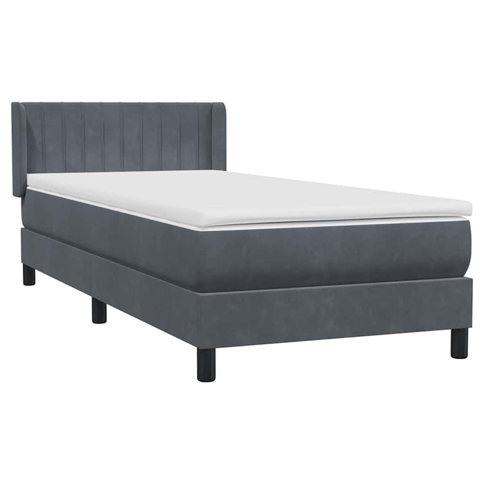 Pat box spring cu saltea, gri închis, 90x220 cm, catifea - WALTI WALTI