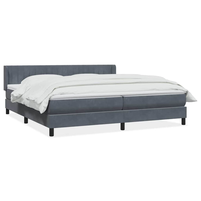Pat box spring cu saltea, gri închis, 180x220 cm, catifea WALTI