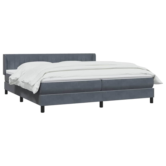 Pat box spring cu saltea, gri închis, 180x220 cm, catifea WALTI