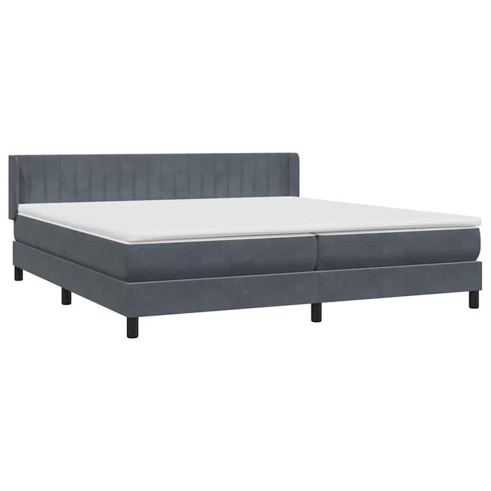 Pat box spring cu saltea, gri închis, 180x220 cm, catifea WALTI
