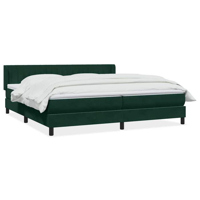 Pat box spring cu saltea, verde închis, 180x220 cm, catifea WALTI