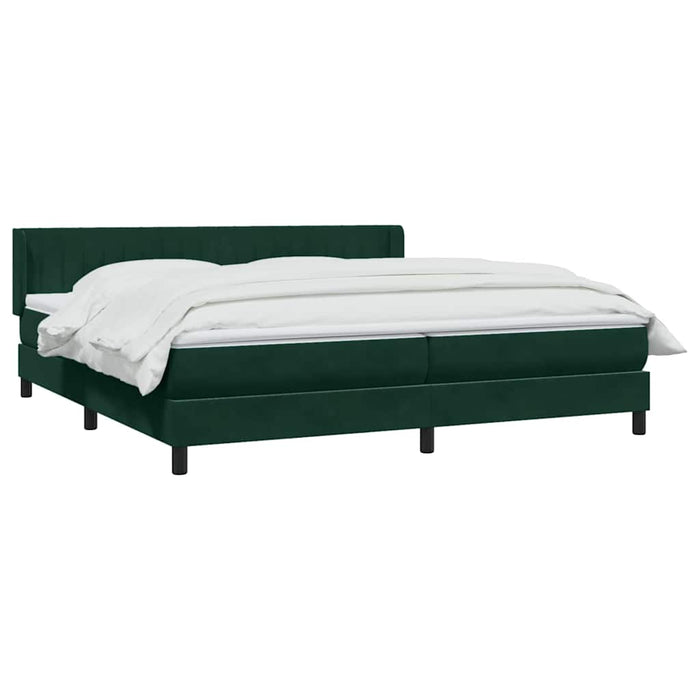 Pat box spring cu saltea, verde închis, 180x220 cm, catifea WALTI