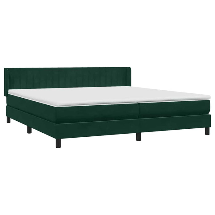 Pat box spring cu saltea, verde închis, 180x220 cm, catifea WALTI