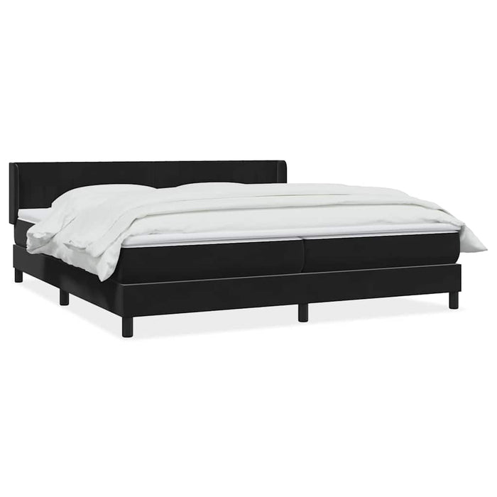 Pat box spring cu saltea, negru, 200x220 cm, catifea WALTI