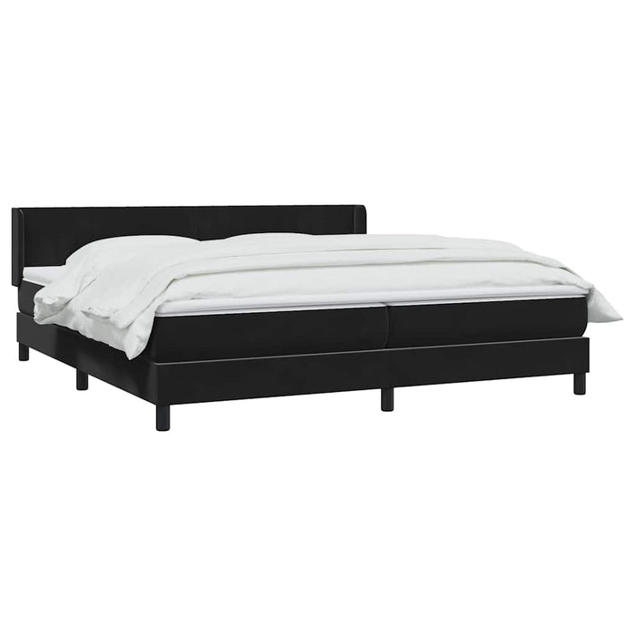 Pat box spring cu saltea, negru, 200x220 cm, catifea WALTI