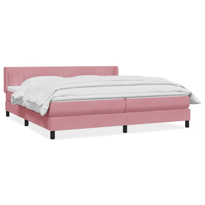 Pat box spring cu saltea, roz, 200x220 cm, catifea WALTI