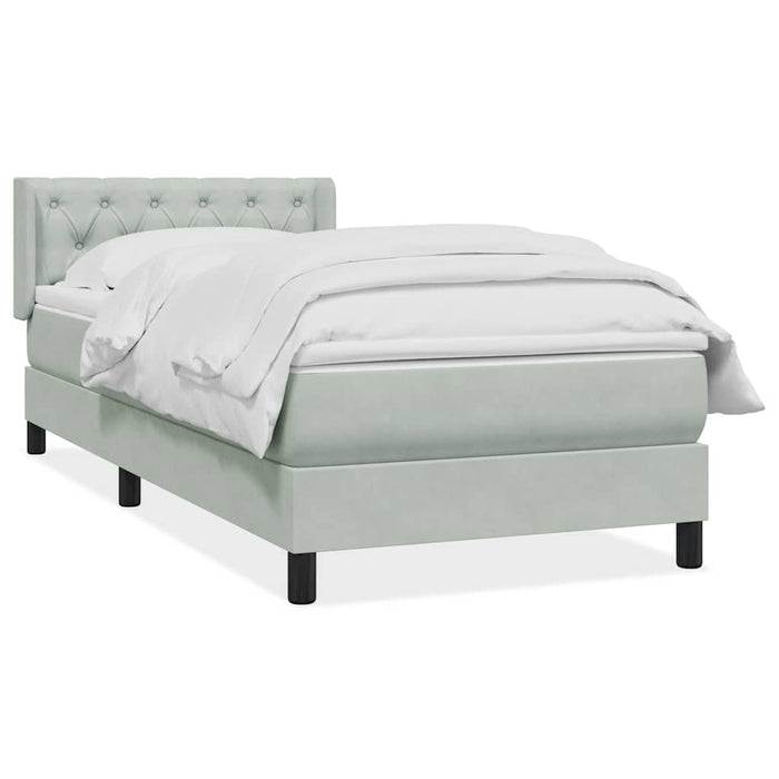 Pat box spring cu saltea, gri deschis, 80x210 cm, catifea - WALTI WALTI