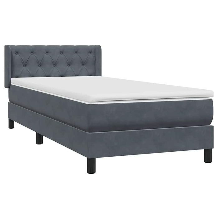 Pat box spring cu saltea, gri închis, 80x210 cm, catifea - WALTI WALTI