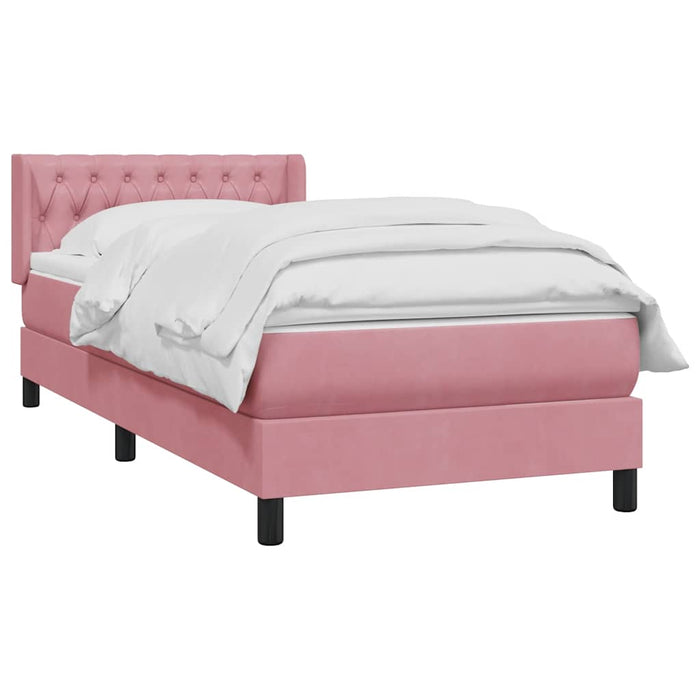 Pat box spring cu saltea, roz, 90x210 cm, catifea - WALTI WALTI