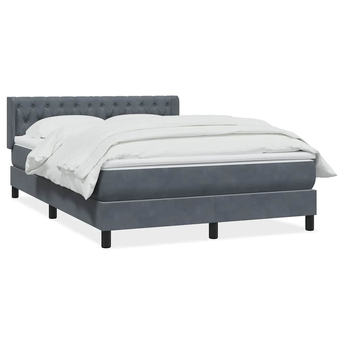 Pat box spring cu saltea, gri închis, 140x210 cm, catifea WALTI