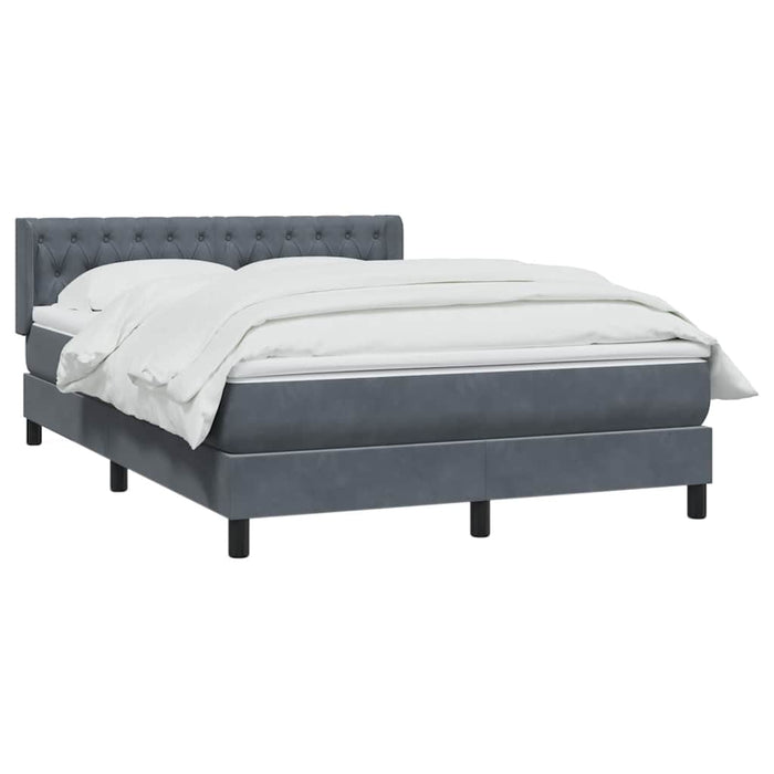Pat box spring cu saltea, gri închis, 140x210 cm, catifea WALTI