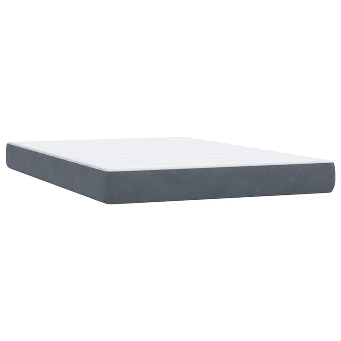 Pat box spring cu saltea, gri închis, 140x210 cm, catifea WALTI
