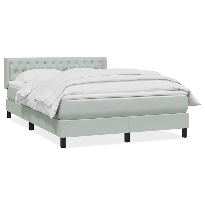 Pat box spring cu saltea, gri deschis, 160x210 cm, catifea - WALTI WALTI