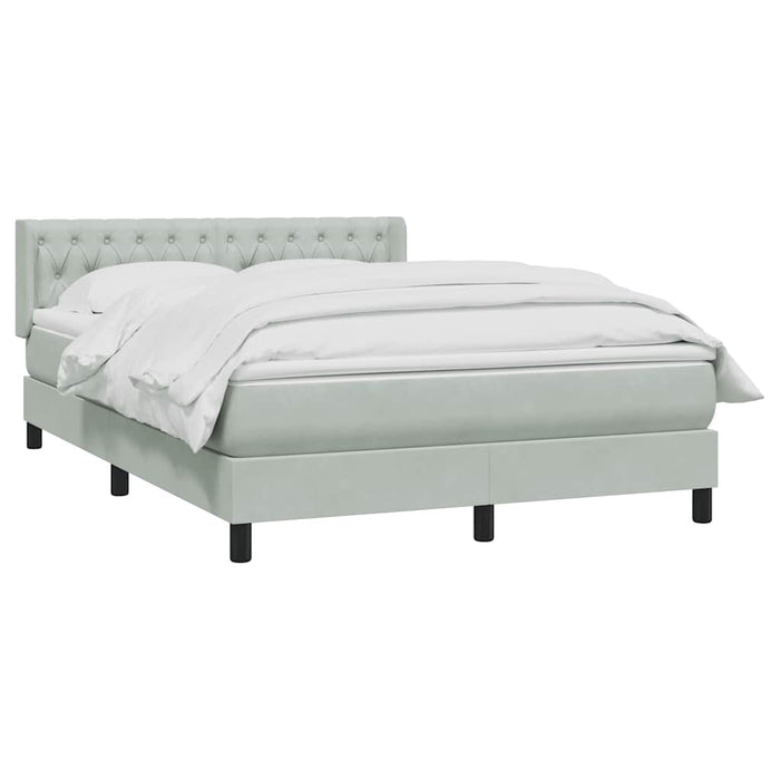 Pat box spring cu saltea, gri deschis, 160x210 cm, catifea - WALTI WALTI