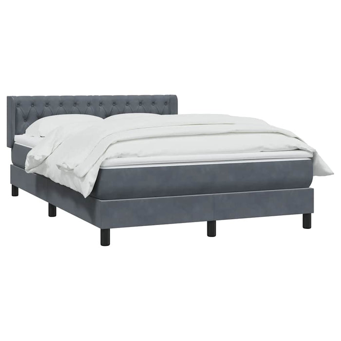 Pat box spring cu saltea, gri închis, 160x210 cm, catifea WALTI