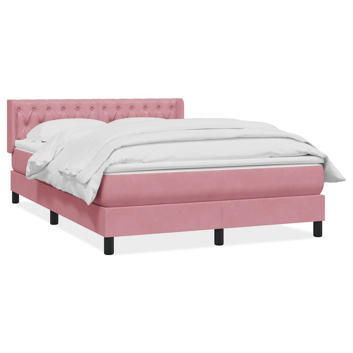 Pat box spring cu saltea, roz, 160x210 cm, catifea - WALTI WALTI