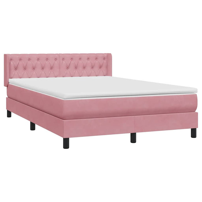 Pat box spring cu saltea, roz, 160x210 cm, catifea - WALTI WALTI