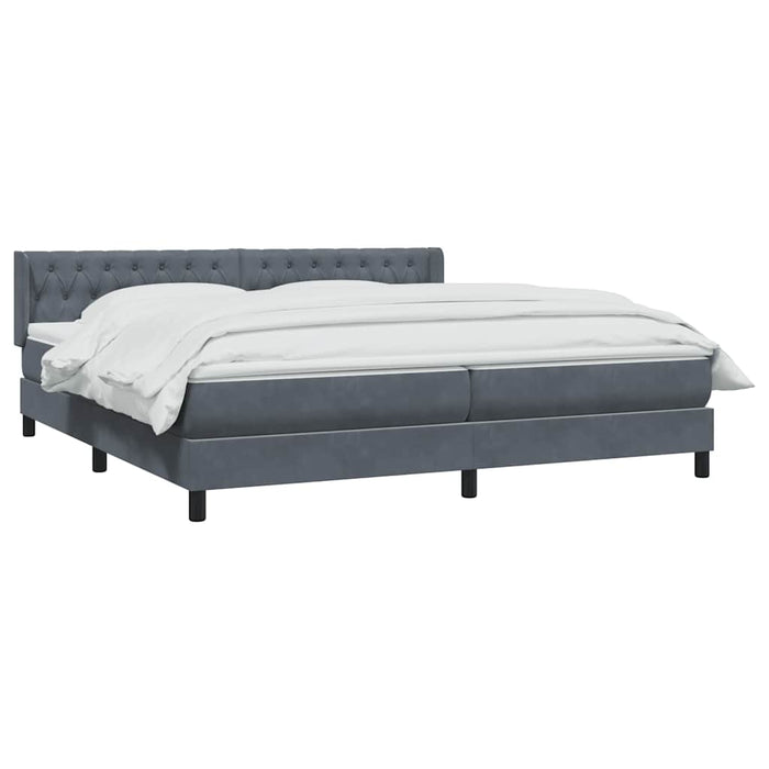Pat box spring cu saltea, gri închis, 180x210 cm, catifea - WALTI WALTI