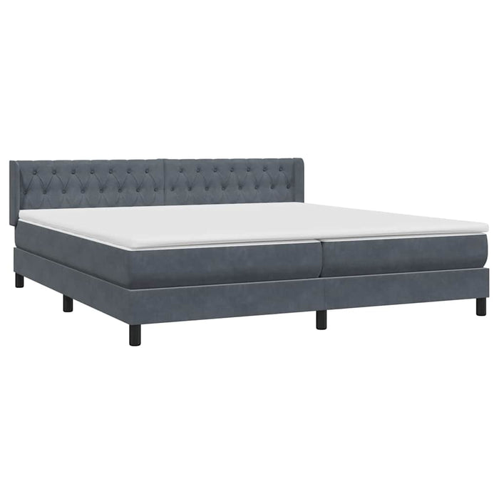 Pat box spring cu saltea, gri închis, 180x210 cm, catifea - WALTI WALTI
