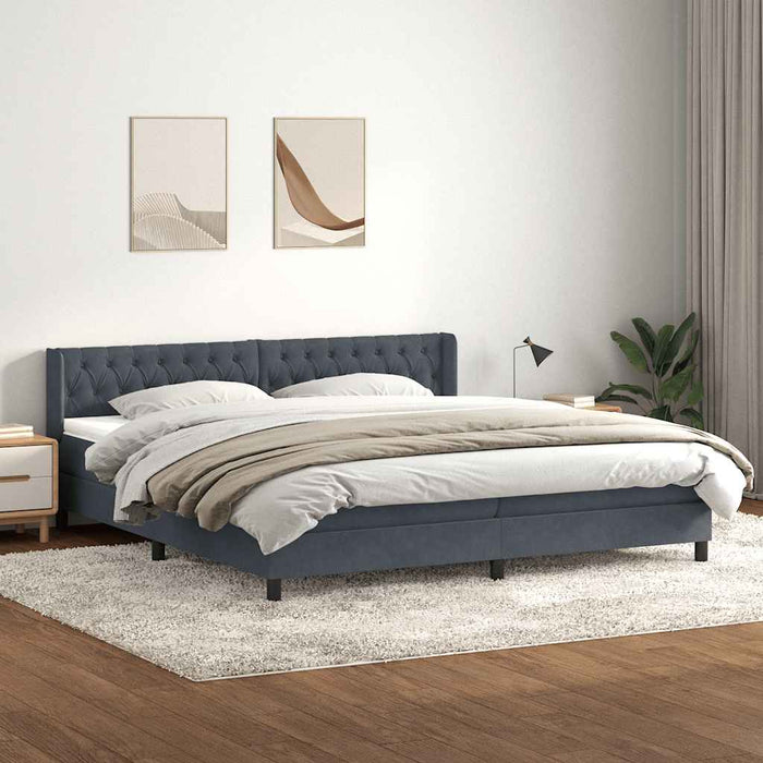 Pat box spring cu saltea, gri închis, 180x210 cm, catifea - WALTI WALTI