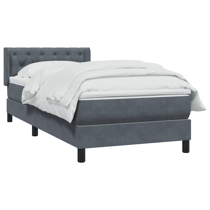 Pat box spring cu saltea, gri închis, 80x220 cm, catifea - WALTI WALTI