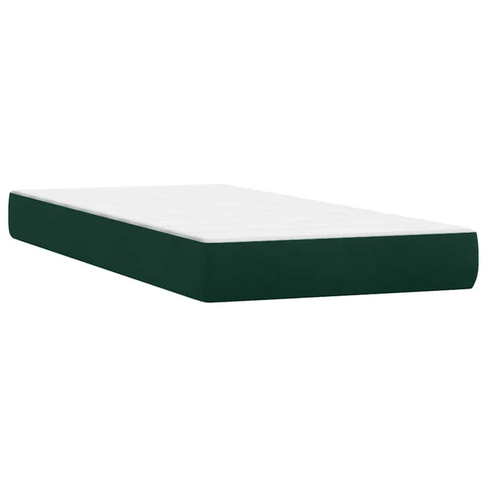 Pat box spring cu saltea, verde închis, 80x220 cm, catifea WALTI
