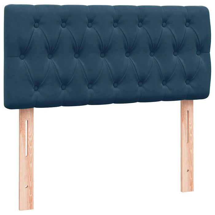 Pat box spring cu saltea, albastru închis, 80x220 cm, catifea WALTI