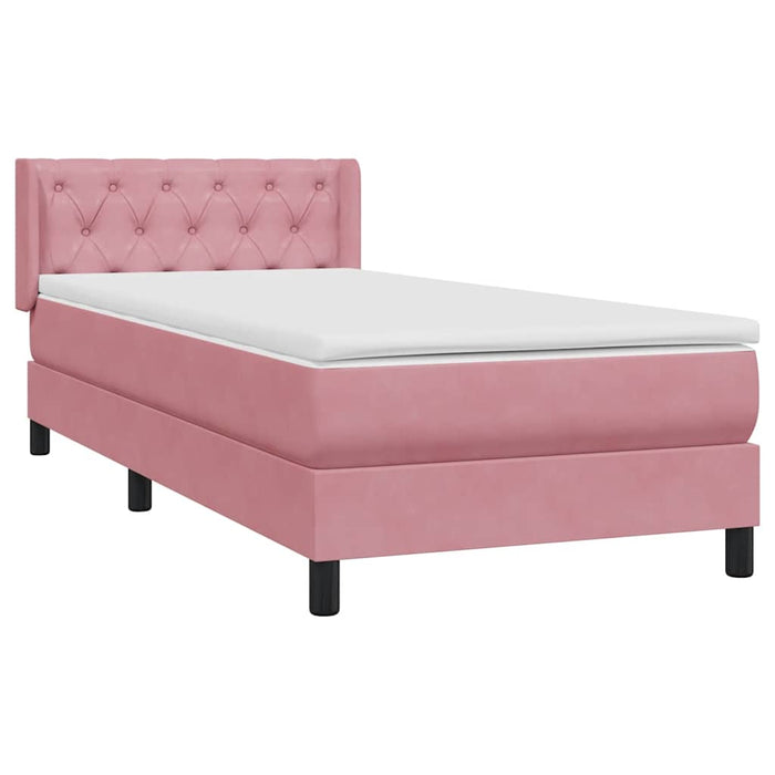 Pat box spring cu saltea, roz, 80x220 cm, catifea - WALTI WALTI
