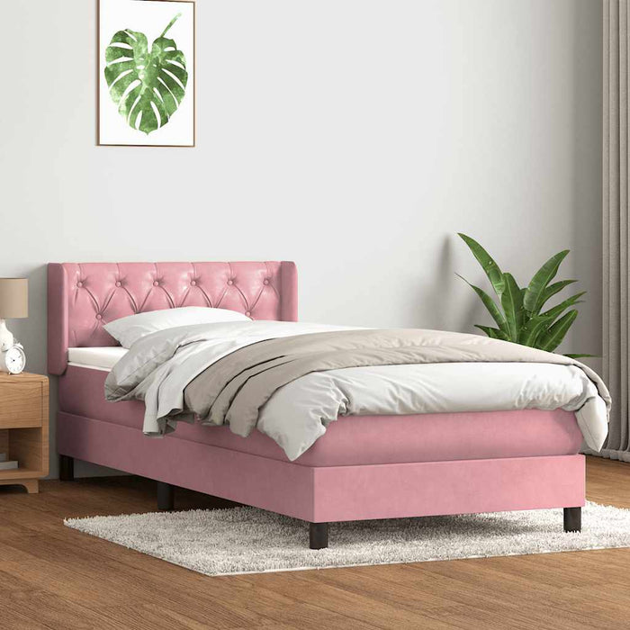 Pat box spring cu saltea, roz, 80x220 cm, catifea - WALTI WALTI
