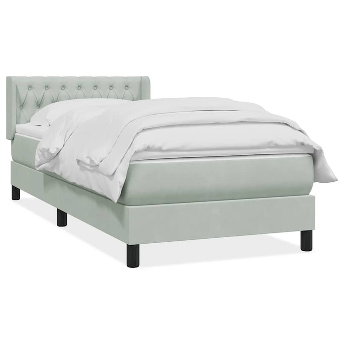 Pat box spring cu saltea, gri deschis, 90x220 cm, catifea - WALTI WALTI