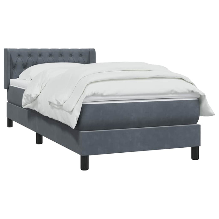 Pat box spring cu saltea, gri închis, 90x220 cm, catifea - WALTI WALTI