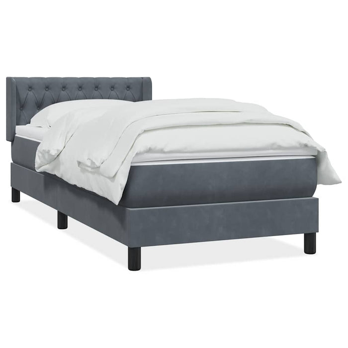 Pat box spring cu saltea, gri închis, 90x220 cm, catifea - WALTI WALTI
