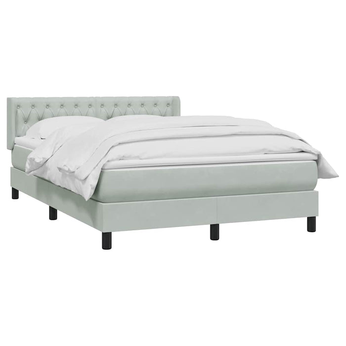 Pat box spring cu saltea, gri deschis, 160x220 cm, catifea WALTI