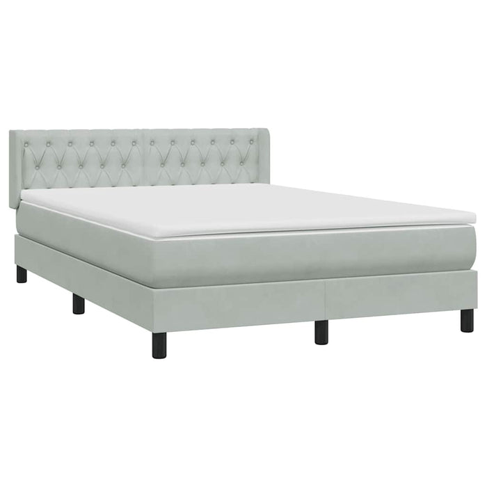Pat box spring cu saltea, gri deschis, 160x220 cm, catifea WALTI