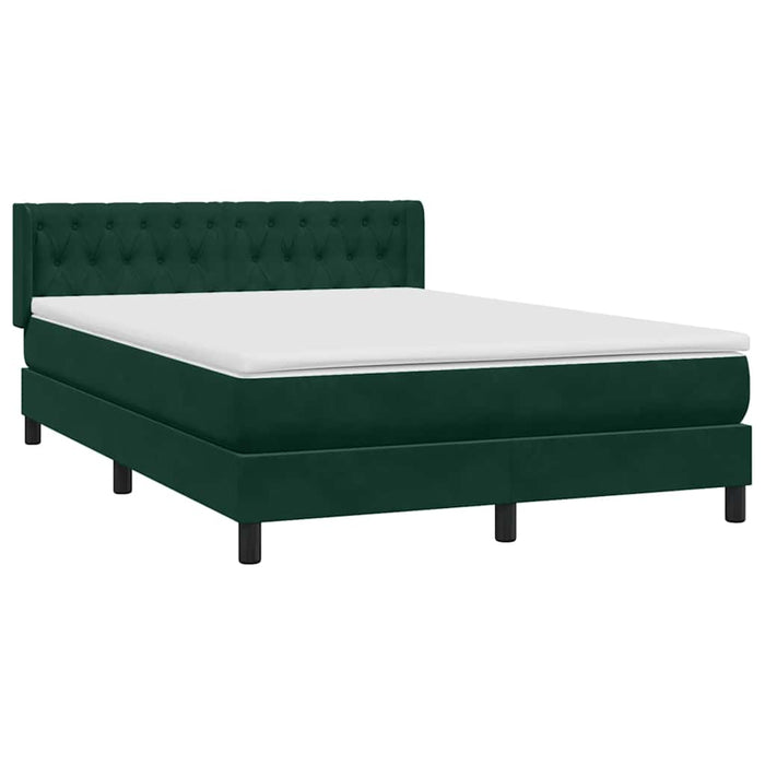 Pat box spring cu saltea, verde închis, 160x220 cm, catifea WALTI